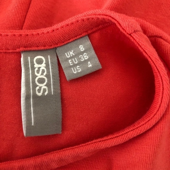 ASOS orange red jersey knit pom pom boho romper size 4 - Picture 6 of 7